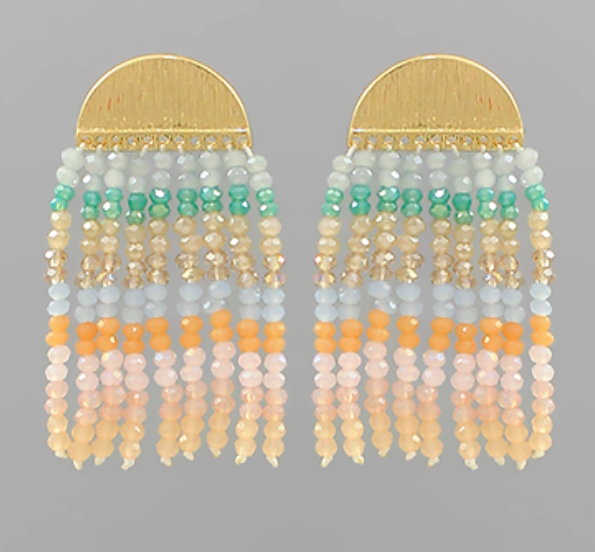 Beaded Glass Tassel Earrings