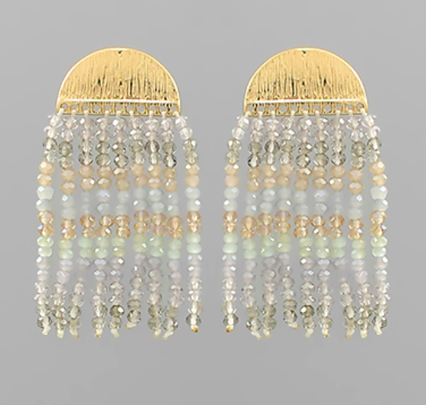 Beaded Glass Tassel Earrings