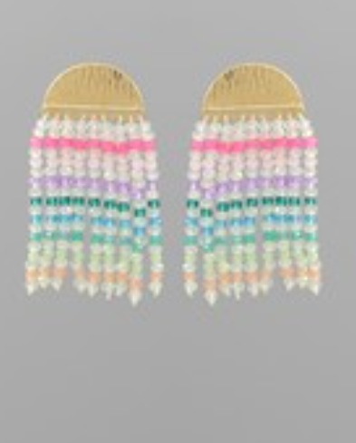 Beaded Glass Tassel Earrings