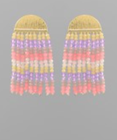 Beaded Glass Tassel Earrings