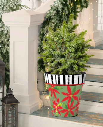 Holly Jolly Poinsettia 15" Art Planter