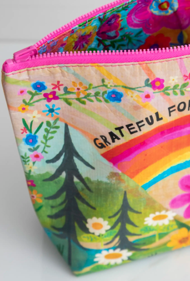 Reversible Recycled Zip Pouch - Grateful