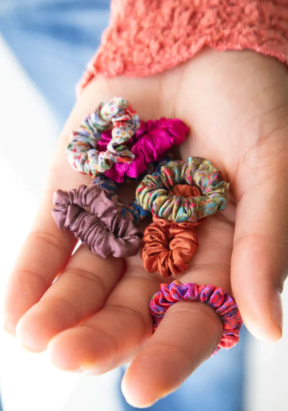 Mini Satin Scrunchie, Set of 8 - Rainbow