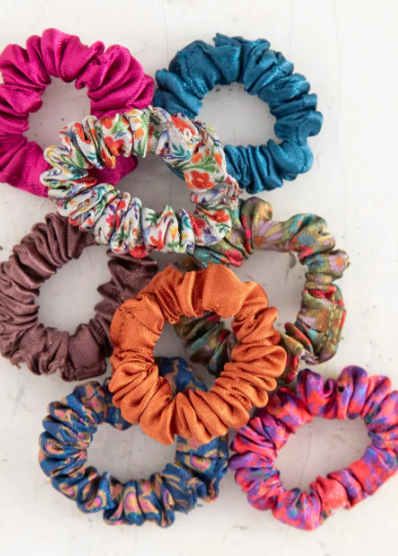 Mini Satin Scrunchie, Set of 8 - Rainbow