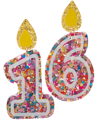 Glitter 16 Birthday Earrings