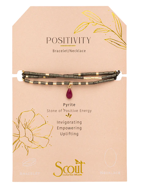 Teardrop Stone Wrap - Pyrite/Fuchsia/Gold - Stone of Positive Energy