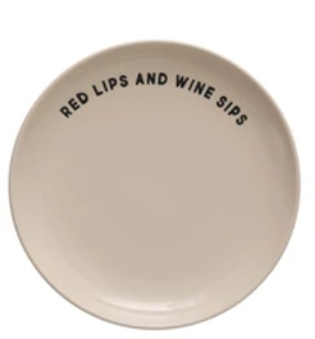 Wax Relief Wine Saying Stoneware Plate