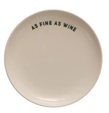 Wax Relief Wine Saying Stoneware Plate