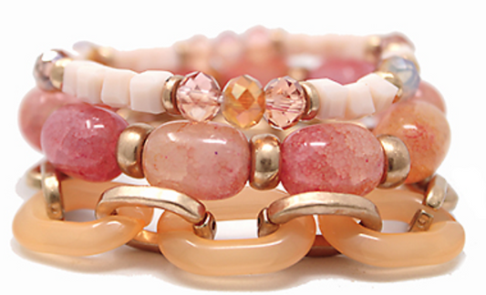 3 Row Crack Stone & Chain Bracelet