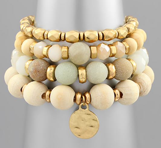 Stone & Wood Beaded Bracelet