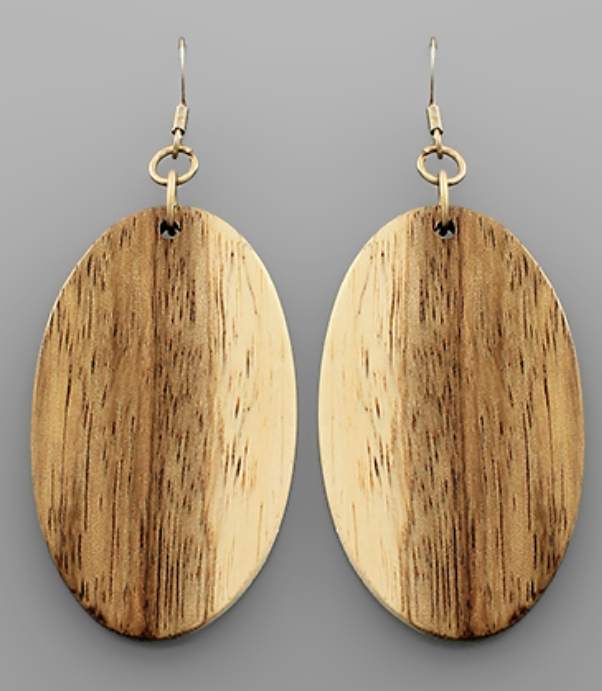 Oval Wood Earrings