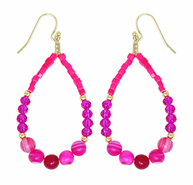 Beaded Glass Teardrop Earrings