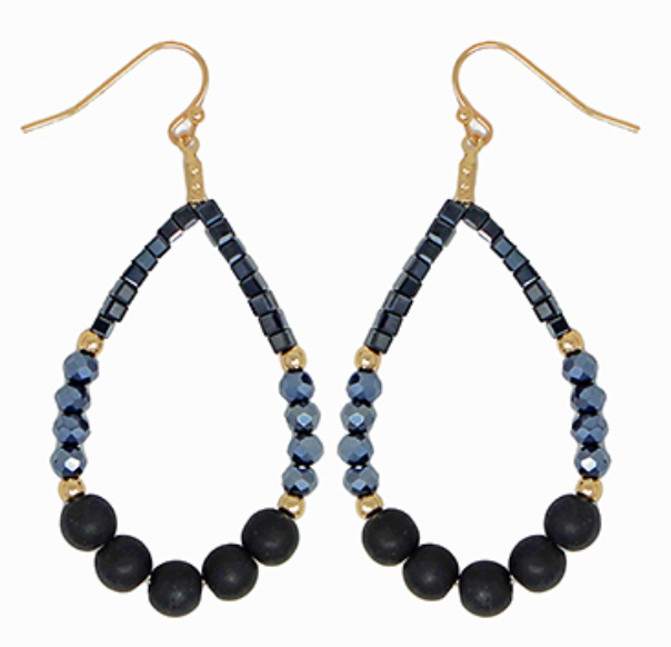 Beaded Glass Teardrop Earrings