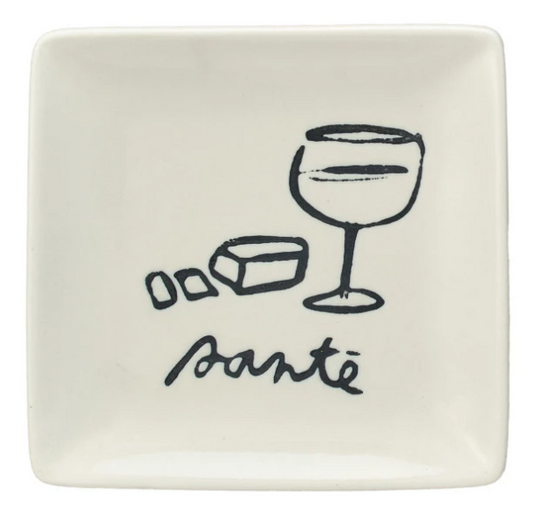 Wine Art & Word Stoneware Dish