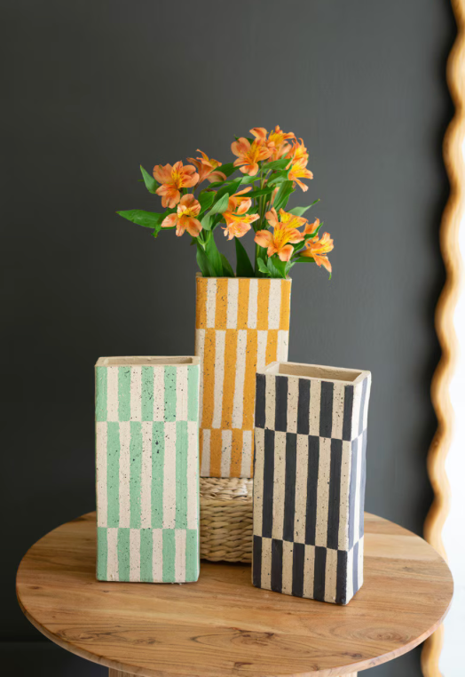 Rectangular Striped Vases