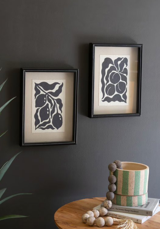 Black & White Framed Fruit Silhouette Prints