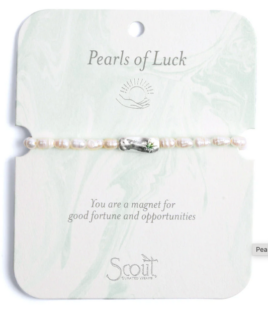 Pearl Affirmation Bracelet - Luck/Silver