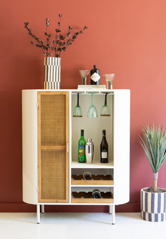 Painted Metal Oval Wine Cabinet