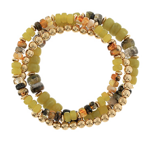 3 Row Color Stone Beaded Bracelet
