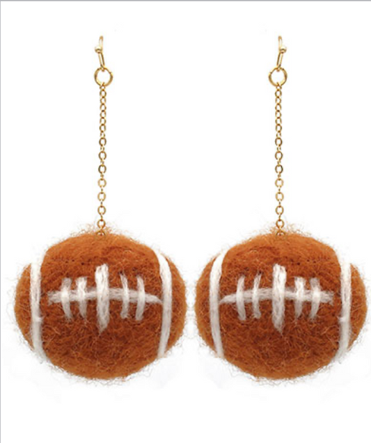 Felted Football Drop Earrings