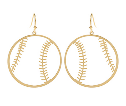 Metal Baseball Earrings