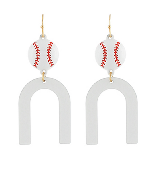 Baseball Arched Link Earrings