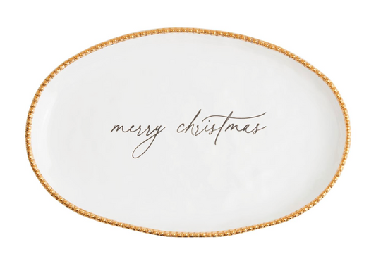 Merry Christmas Gold Bead Platter