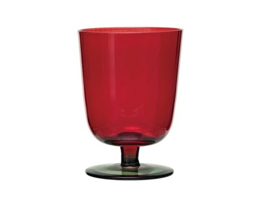 Stemmed Fluted Red & Green Drinking Glass