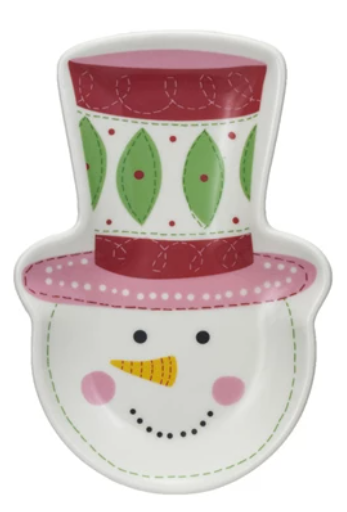 Stoneware Snowman w/ Hat Dish