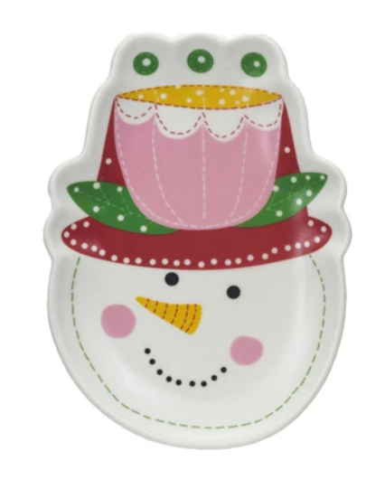 Stoneware Snowman w/ Hat Dish