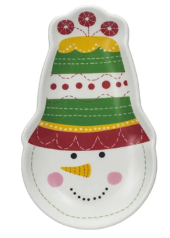 Stoneware Snowman w/ Hat Dish