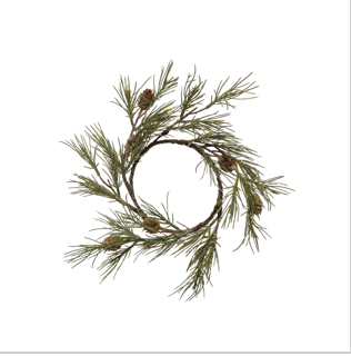 Faux Spruce Wreath w/ Natural Pinecones - Frost Finish