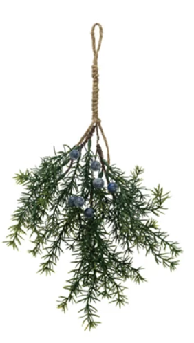 Hanging Faux Evergreen & Berry Bunch