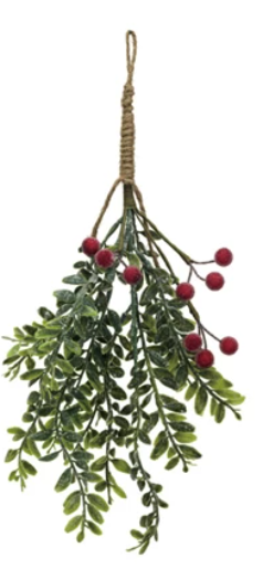 Hanging Faux Evergreen & Berry Bunch