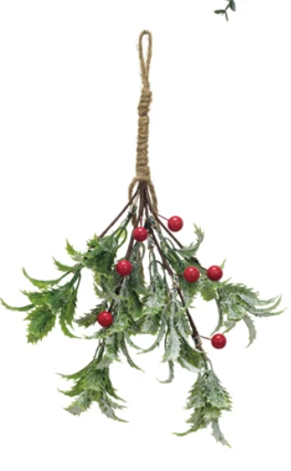 Hanging Faux Evergreen & Berry Bunch