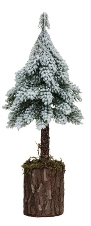 Faux Fir Tree w/ Wood & Moss Base