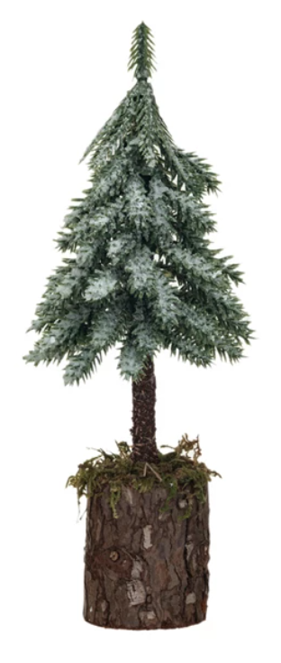 Faux Fir Tree w/ Wood & Moss Base