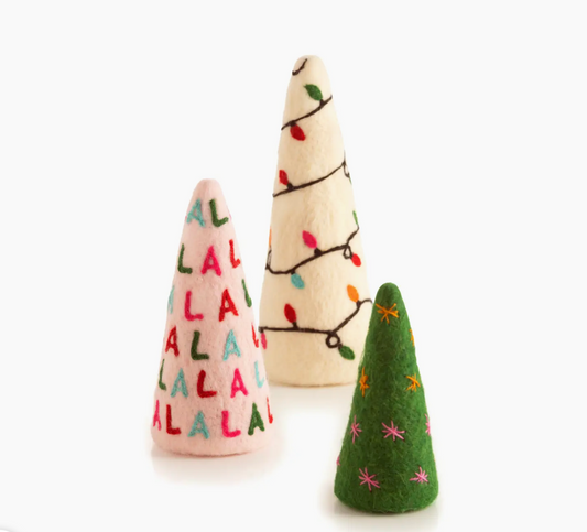 Felted Pink Accent Christmas Trees