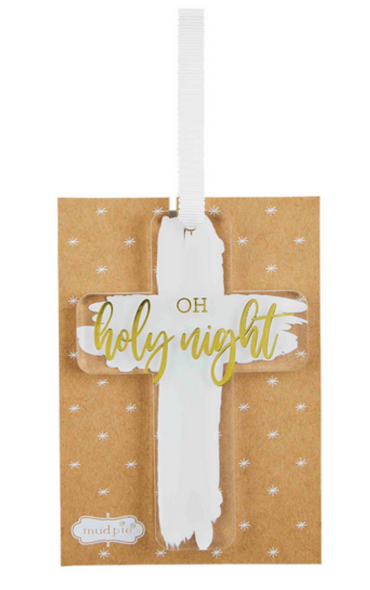 Acrylic Oh Holy Night Cross Ornament