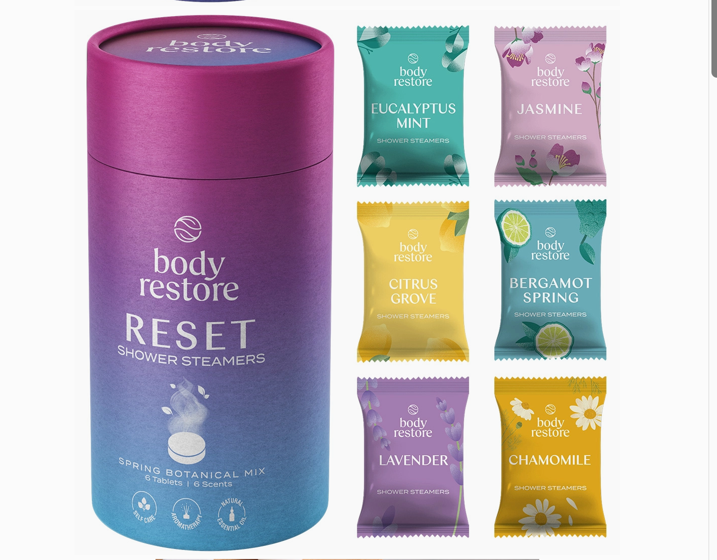 Body Restore Shower Steamer Aromatherapy Tubes