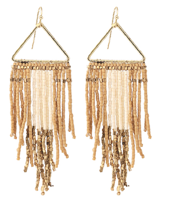 Triangle & Beaded Tassel Earrings