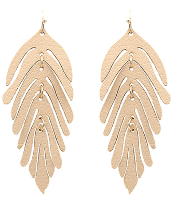 Leather Leaf Statement Drop Earrings