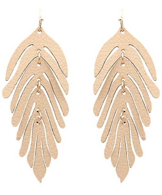 Leather Leaf Statement Drop Earrings