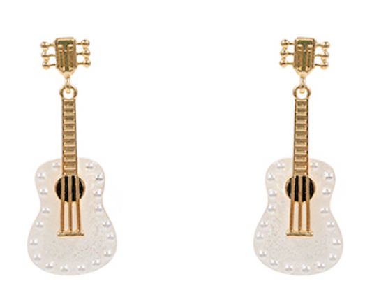 Glitter Guitar Drop Earrings