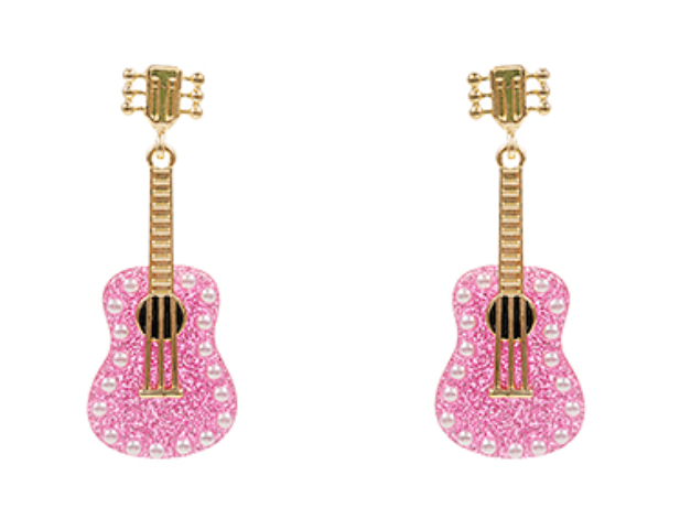 Glitter Guitar Drop Earrings