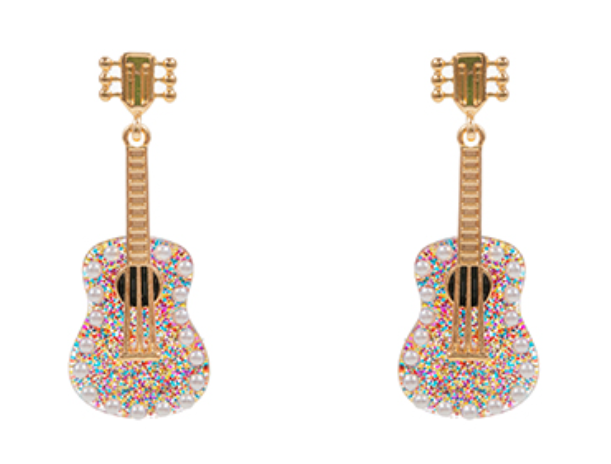 Glitter Guitar Drop Earrings