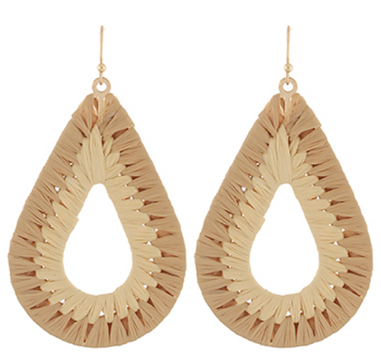 Wrapped Raffia Teardrop Earrings