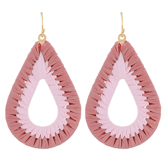 Wrapped Raffia Teardrop Earrings