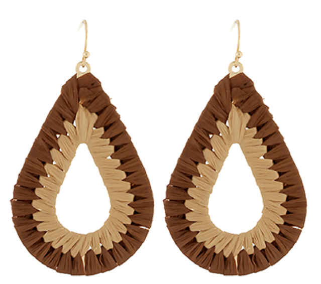 Wrapped Raffia Teardrop Earrings