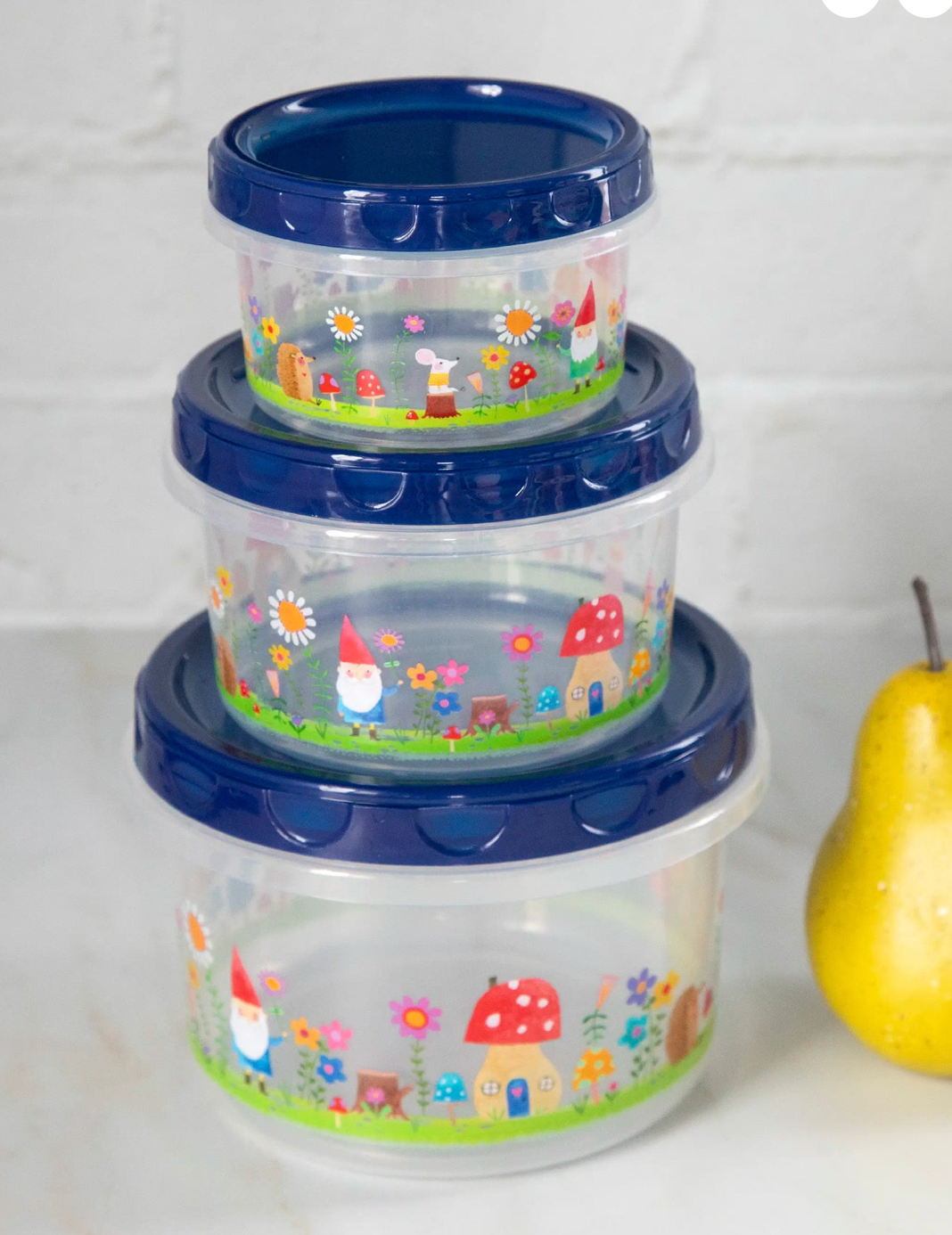 Storage Containers, Set of 3 - Gnome